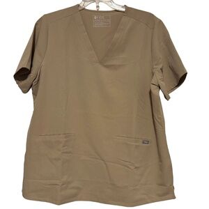 Women’s FIGS Casma Three-Pocket Scrub Top in Heather Olive Sz XXL